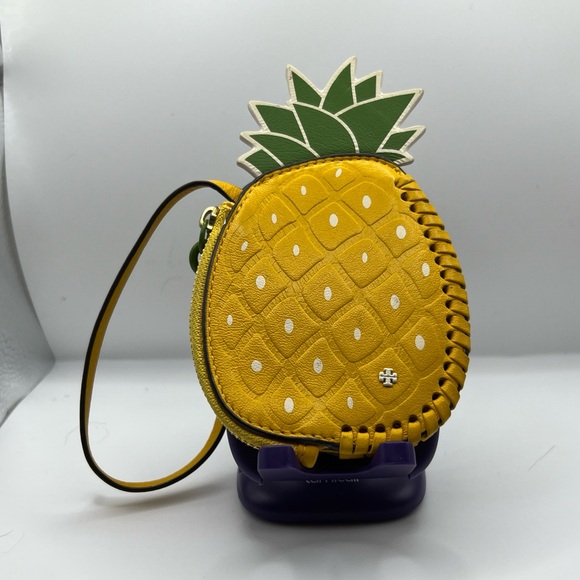 Tory Burch Handbags - Tory Burch Yellow Pineapple leather coin pouch EUC